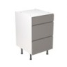 Flatpack Three Drawer Base Unit J-pull Super Gloss Dust Grey 500mm - FKKJ0341