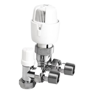 I-THERM 15TWINA.1 Angled Thermostatic Radiator Valve with Lockshield 15mm