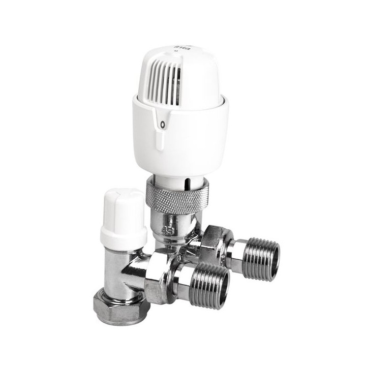 I-THERM 15TWINA.1 Angled Thermostatic Radiator Valve with Lockshield 15mm