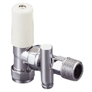 Py Terrier Pegler Angled Rad Valve 1/2inCH x 15mm Chrome Drain Off Lock Shield