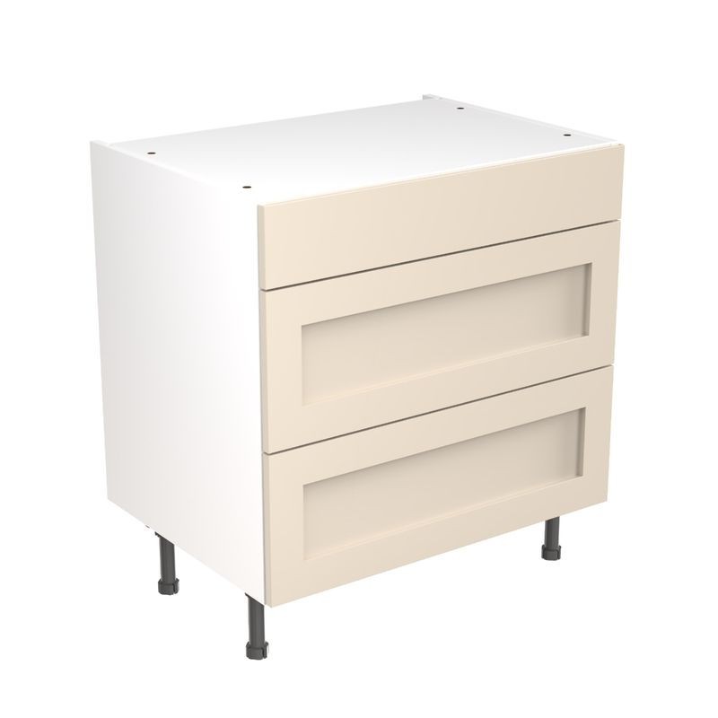 Flatpack Three Drawer Base Unit Shaker Ultra Matt Cashmere 800mm - FKKH0607