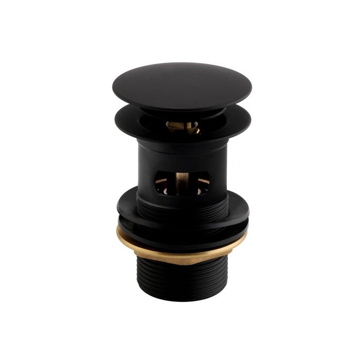 Bristan W BASIN04 Blk Round Basin Clicker Waste Slotted Black