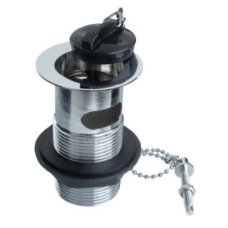 Embrass Peerless 201240 Basin Waste Slotted Brass With Black Poly Plug and Ball Chain and Stay 1.25in