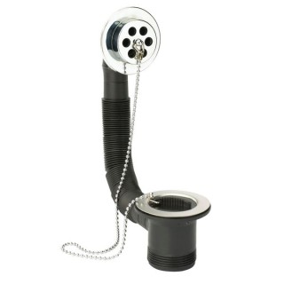 Embrass Peerless Bath Combination Waste With Overflow and Black Plug and Ball Chain 1.5in 200508