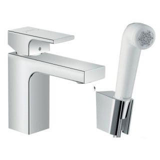 Hansgrohe Vernis Shape Single lever basin mixer 100 with bidet spray & shower hose 160cm - Chrome - 71216000