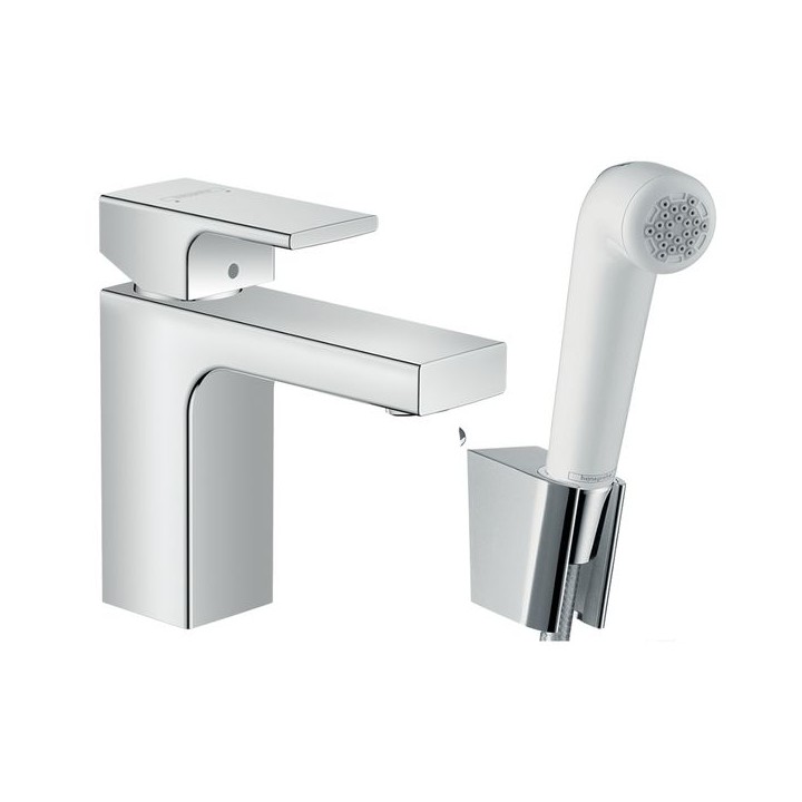 Hansgrohe Vernis Shape Single lever basin mixer 100 with bidet spray & shower hose 160cm - Chrome - 71216000