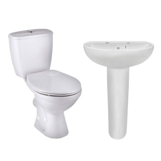 Twyford Option Bathroom Pack Close-Coupled WC & 2-Taphole Basin Set