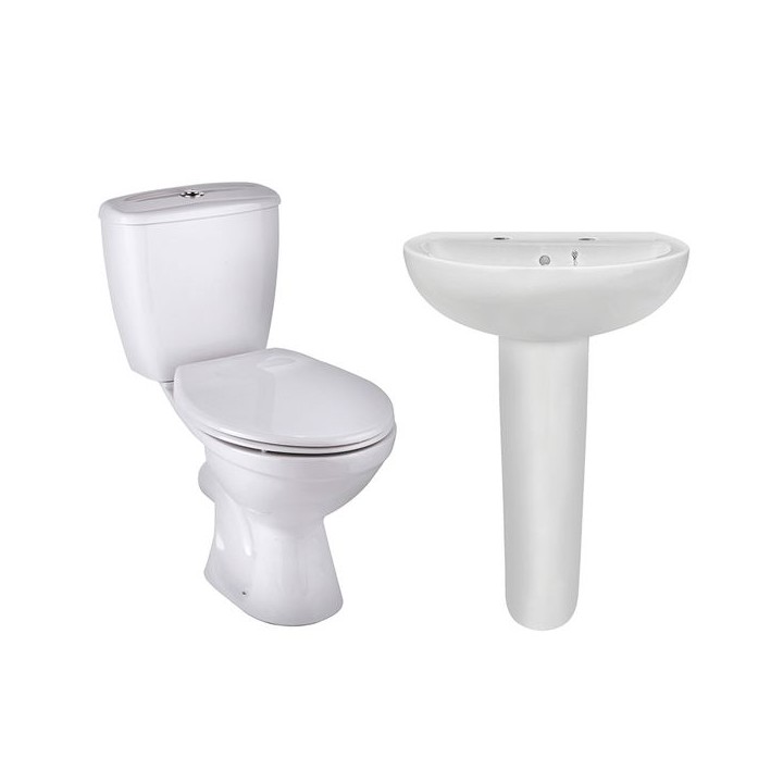 Twyford Option Bathroom Pack Close-Coupled WC & 2-Taphole Basin Set
