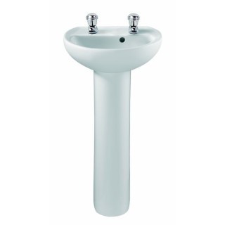 Twyford Alcona Handrinse Washbasin 2 Tap 400mm x 330mm AR4812WH
