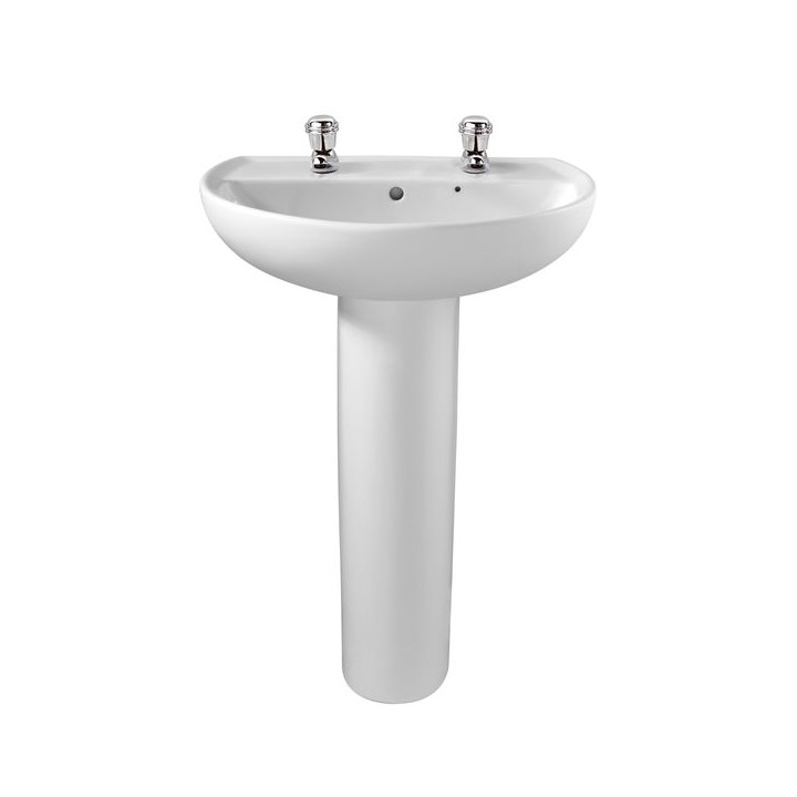 Twyford Alcona Washbasin 2 Tap 500mm x 410mm AR4112WH
