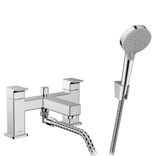 Hansgrohe Vernis Shape 2-hole rim mounted bath mixer with diverter valve & Vernis Blend hand shower Vario - Chrome -71462000