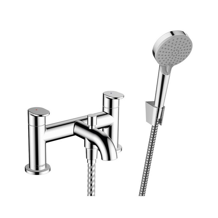 Hansgrohe Vernis Blend 2-hole rim mounted bath mixer with diverter valve & Vernis Blend hand shower Vario - Chrome -71461000
