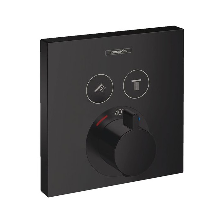 Hansgrohe ShowerSelect Thermostatic Mixer for Concealed Installation for 2 Outlets Matt Black 15763670