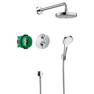 Hansgrohe Croma Select S Shower system with Ecostat S thermostatic mixer for concealed installation - Chrome - 27295000