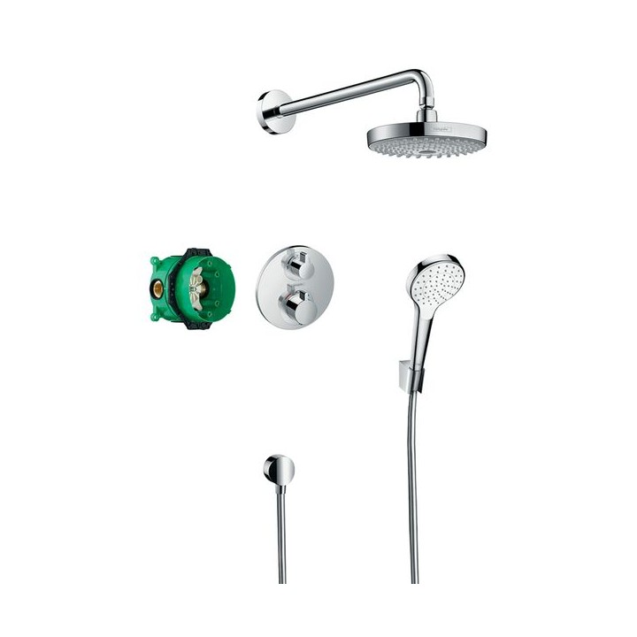 Hansgrohe Croma Select S Shower system with Ecostat S thermostatic mixer for concealed installation - Chrome - 27295000