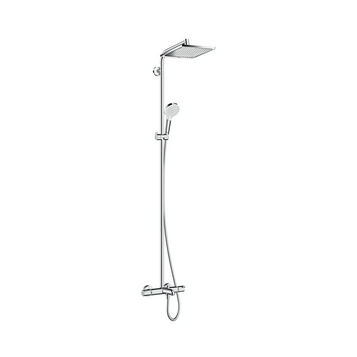 Hansgrohe Crometta E Showerpipe 240 1jet with thermostatic bath mixer - Chrome - 27298000