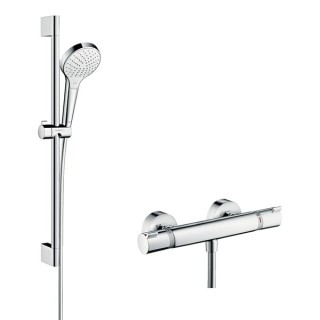 Hansgrohe Croma Select S Shower system 110 Vario Ecostat Comfort thermostatic mixer & shower rail 65cm Chrome 27013400