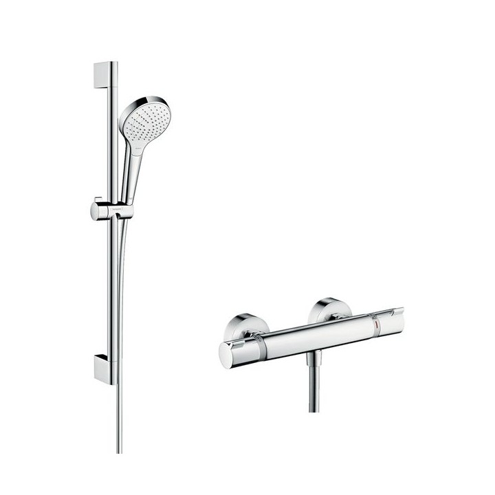 Hansgrohe Croma Select S Shower system 110 Vario Ecostat Comfort thermostatic mixer & shower rail 65cm Chrome 27013400
