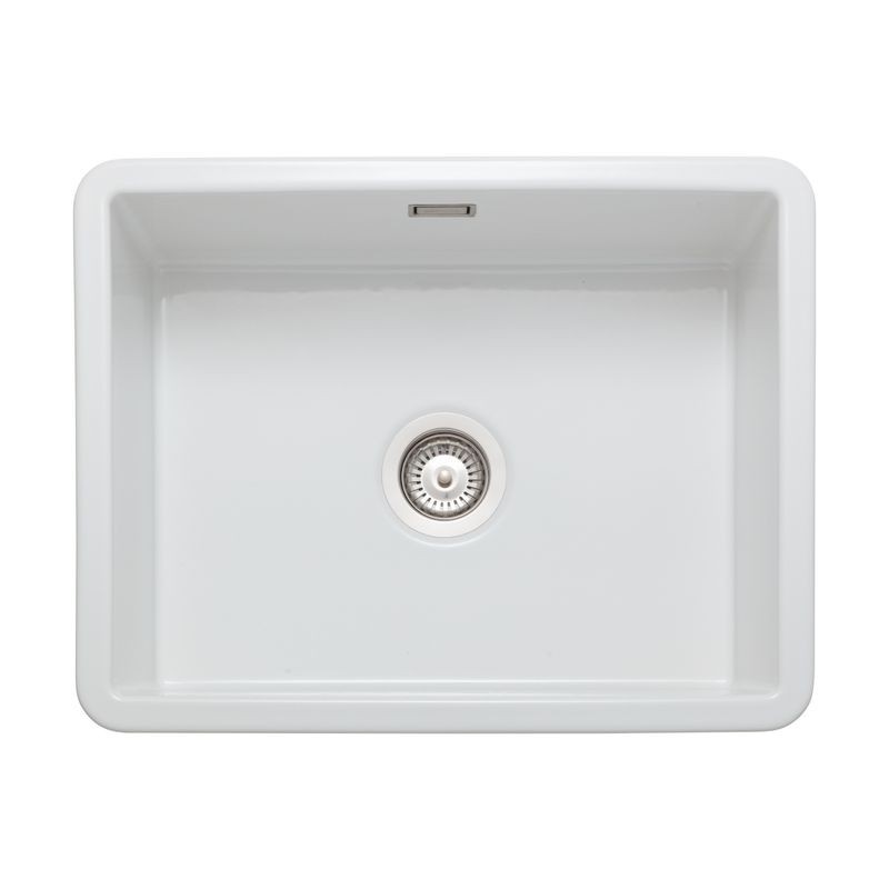 Rangemaster Rustique Single Bowl Inset Or Undermount Sink White 598 x 462mm