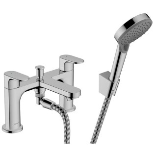 Hansgrohe Rebris S 2-hole rim mounted bath mixer with diverter valve & Vernis Blend hand shower Vario - Chrome - 72447000