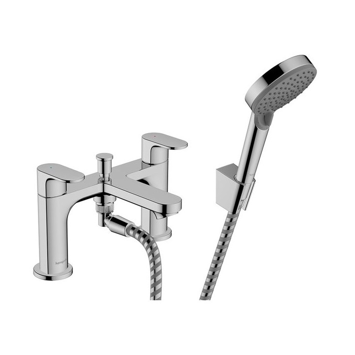 Hansgrohe Rebris S 2-hole rim mounted bath mixer with diverter valve & Vernis Blend hand shower Vario - Chrome - 72447000