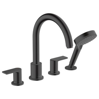 Hansgrohe Vernis Shape 4-hole rim mounted bath mixer- Matt Black - 71459670