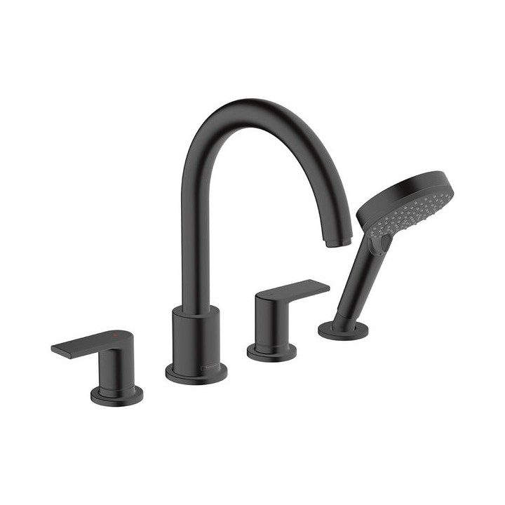 Hansgrohe Vernis Shape 4-hole rim mounted bath mixer- Matt Black - 71459670