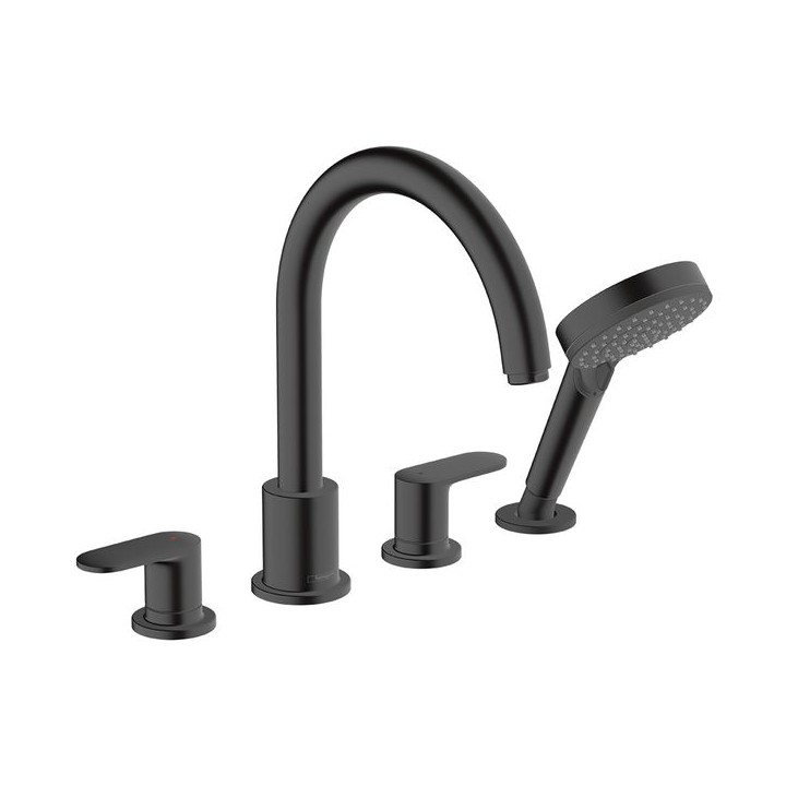 Hansgrohe Vernis Blend 4-hole rim mounted bath mixer - Matt Black - 71456670