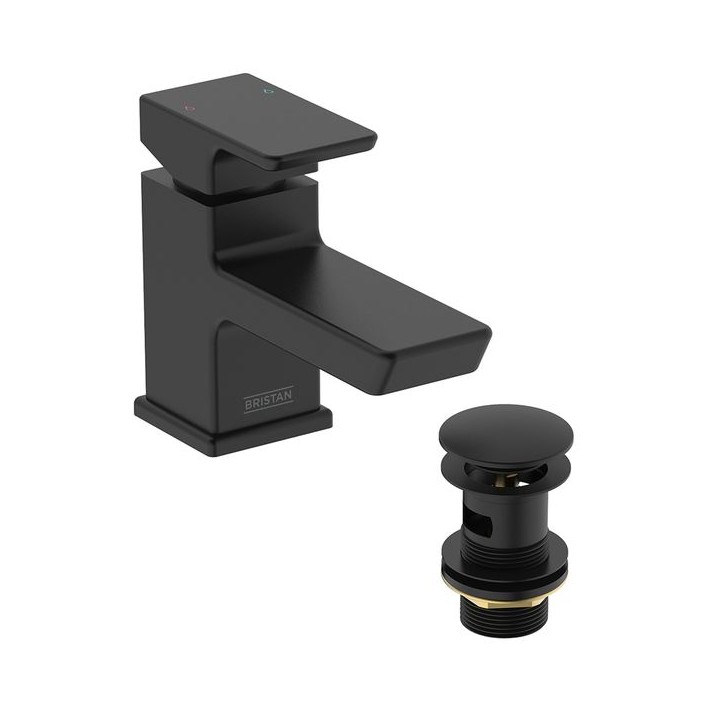 Bristan Cobalt Basin Mixer Tap with Clicker Waste - Black