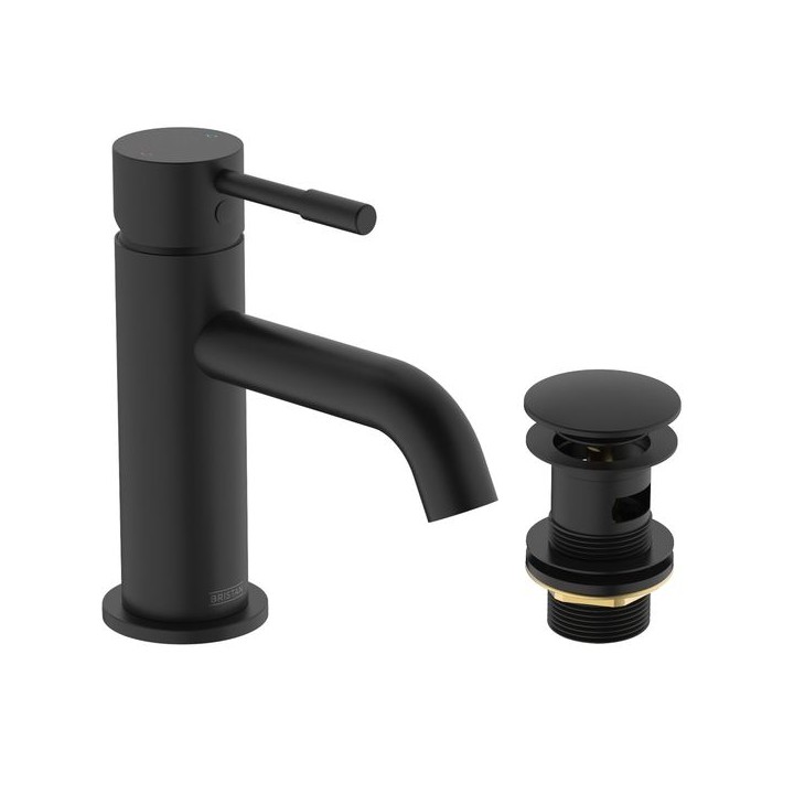 Bristan Mila Basin Mixer Tap with Clicker Waste - Black