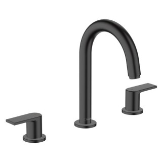 Hansgrohe Vernis Shape 3-hole basin mixer with pop-up waste set - Matt Black - 71563670