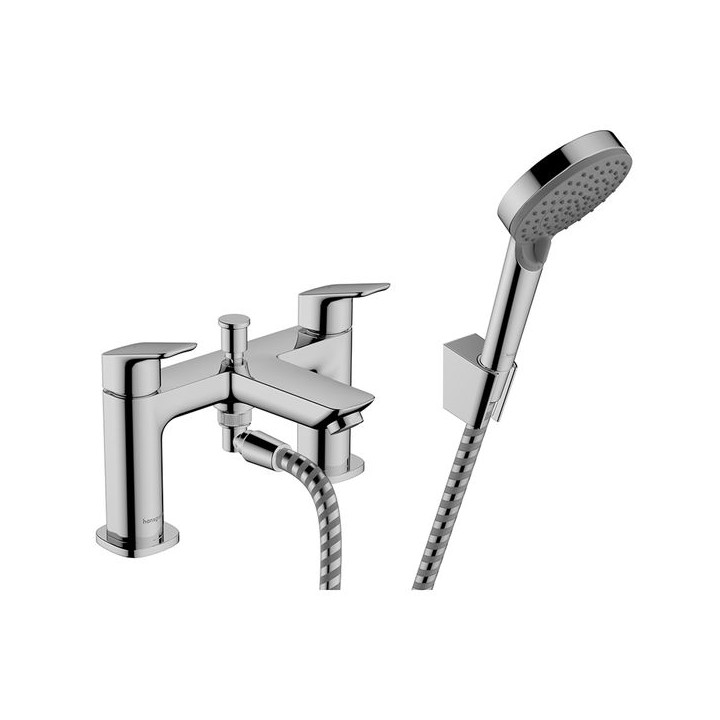 Hansgrohe Logis 2-hole rim mounted bath mixer with diverter valve & Vernis Blend hand shower Vario - Chrome - 71438000