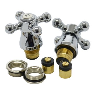 4TRADE 1/2in Cross Top Basin Tap Heads Chrome Plated