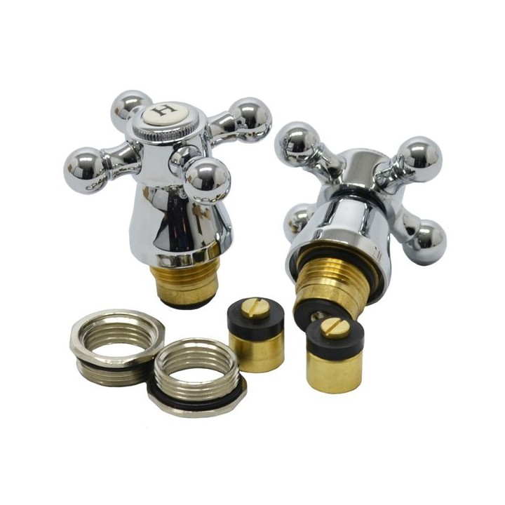 4TRADE 1/2in Cross Top Basin Tap Heads Chrome Plated