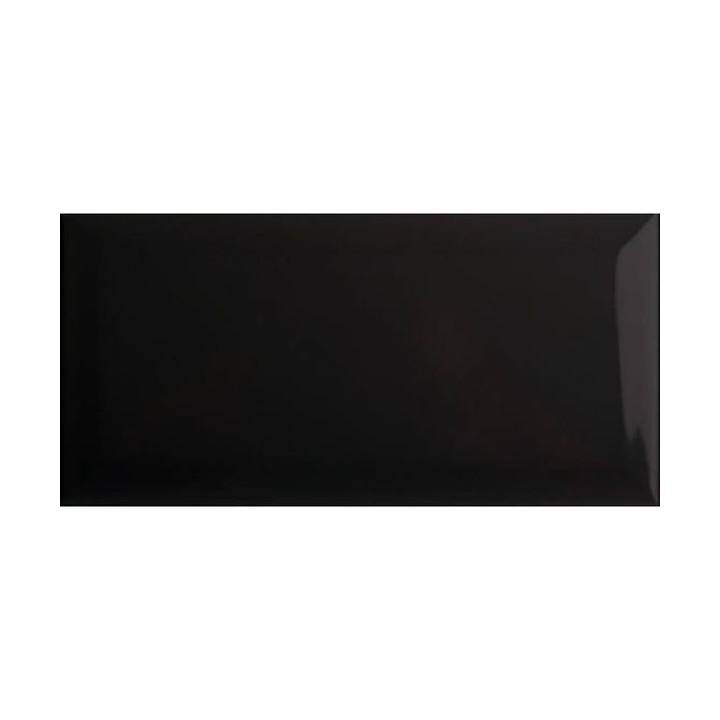 Johnson Tiles Bevel Brick Gloss Black Tile 200 x 100mm - Qty 50