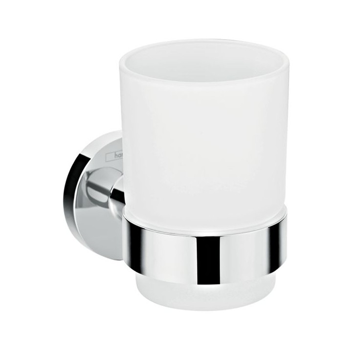 Hansgrohe Logis Universal Toothbrush tumbler - Chrome & Matt Glass - 41718000