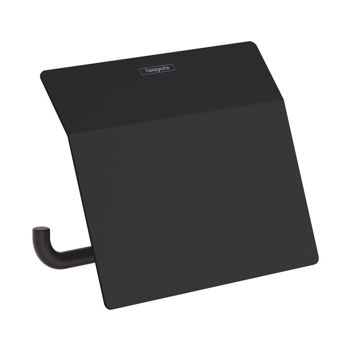 Hansgrohe AddStoris Roll holder with cover - Matt Black - 41753670