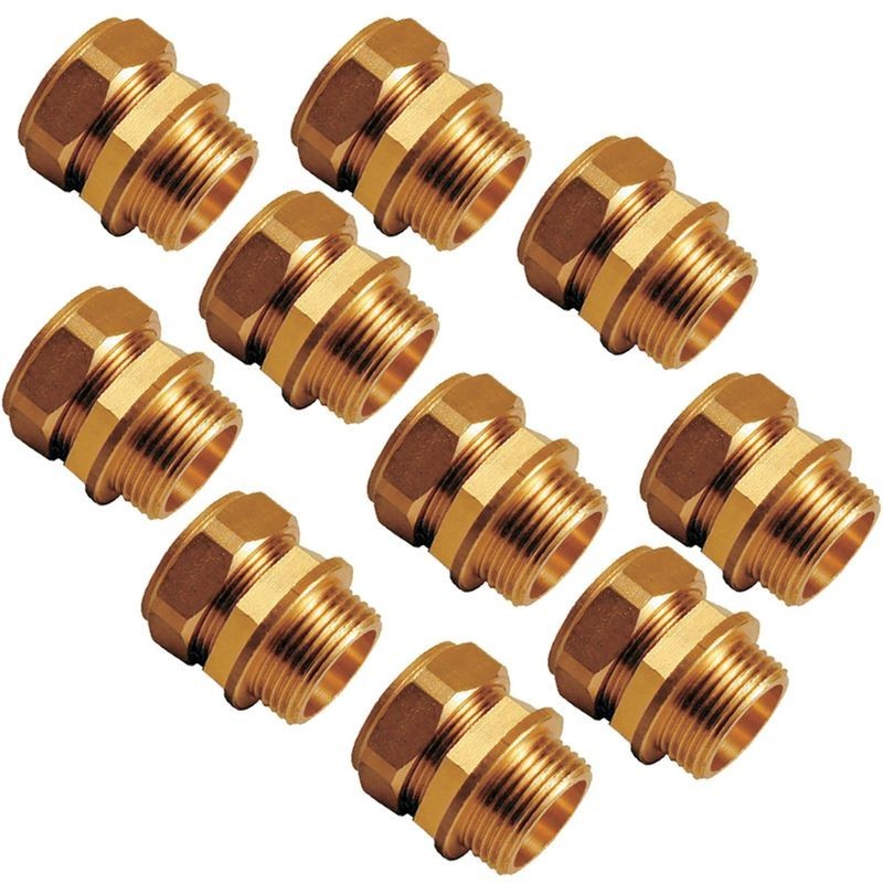 Compression Male Iron Coupling Fitting 15mm x 3 4in - Bag of 10