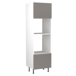 Flatpack Single Oven & Microwave Tower Super Gloss Dust Grey Slab 600mm - FKKF0332
