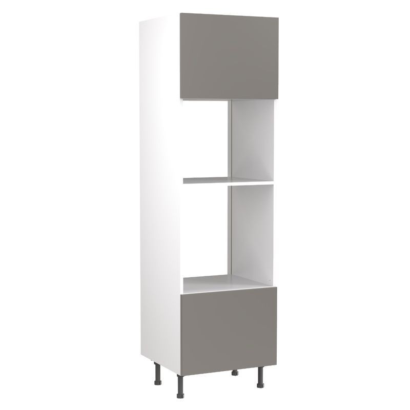 Flatpack Single Oven & Microwave Tower Super Gloss Dust Grey Slab 600mm - FKKF0332