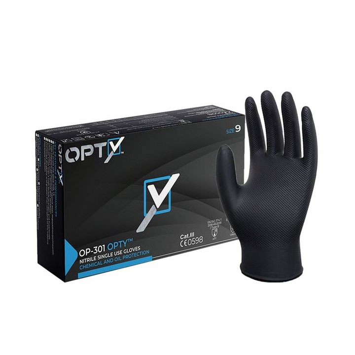 Opti Black Nitrile Disposable Large Gloves Box 100