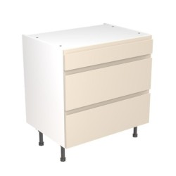 Flatpack Three Drawer Base Unit J-PULL Super Gloss Cashmere 800mm