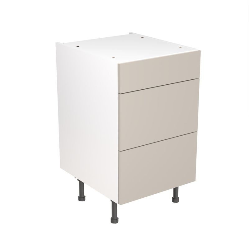 Flatpack Three Drawer Base Unit Ultra Matt Light Grey Slab 500mm - FKKF0741 Flatpack Three Drawer Base Unit Ultra Matt Light Grey Slab 500mm - FKKF0741
