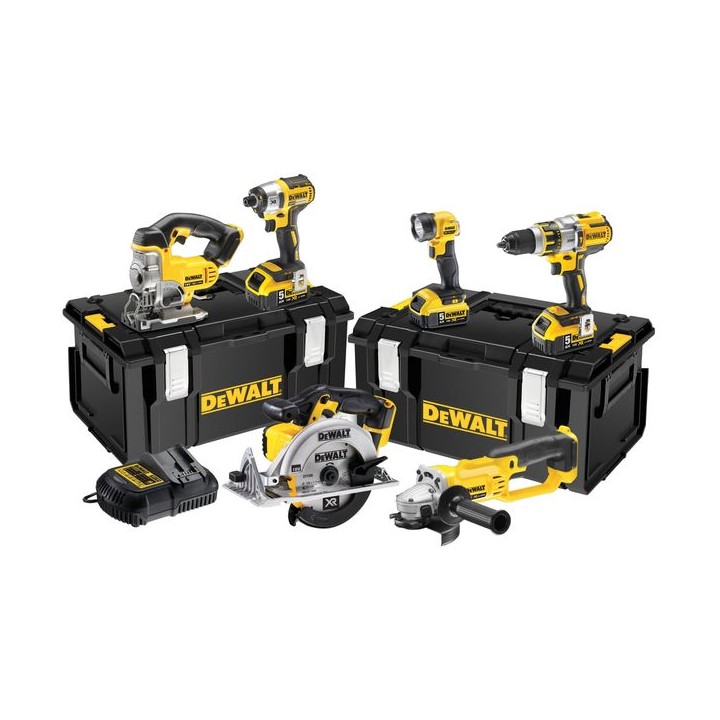 DeWalt 18V Brushless 6PC Kit 3 Spd C/W3 x 5.0AH Batts Charger & Tough System DCK694P3-GB