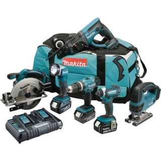 Makita 6 Piece LXT 18V Cordless Combi Kit 3 X 5.0Ah Li-Ion Batteries DLX6068PT