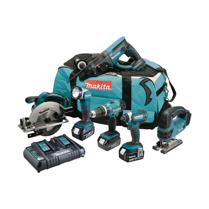 Makita 6 Piece LXT 18V Cordless Combi Kit 3 X 5.0Ah Li-Ion Batteries DLX6068PT