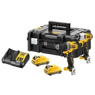 Dewalt Dck2111l2t Gb 12v Xr Sub-compact Hammer Drill And Impact Driver Kit
