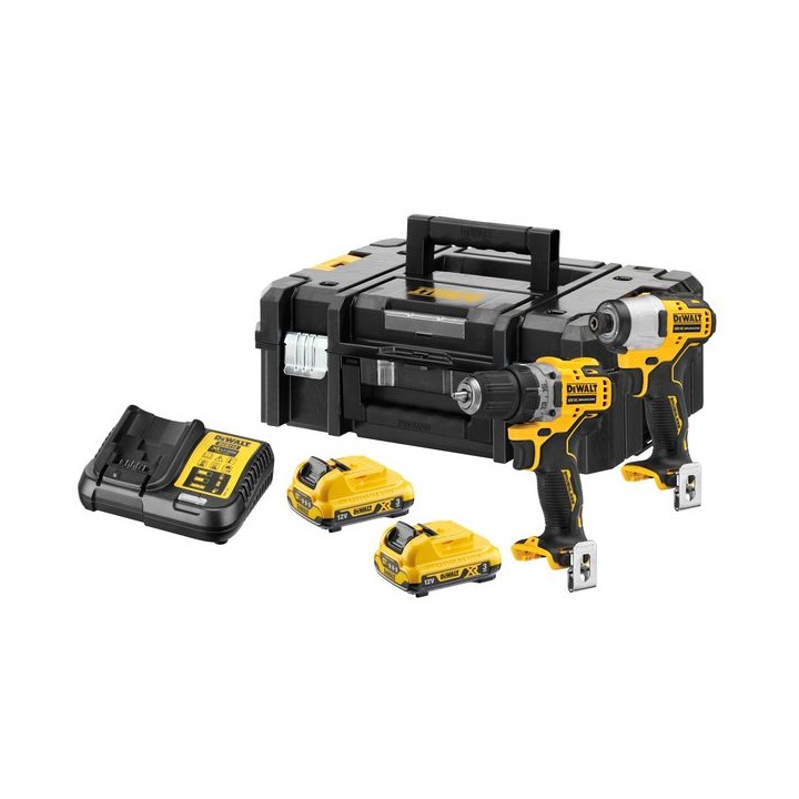 Dewalt Dck2111l2t Gb 12v Xr Sub-compact Hammer Drill And Impact Driver Kit