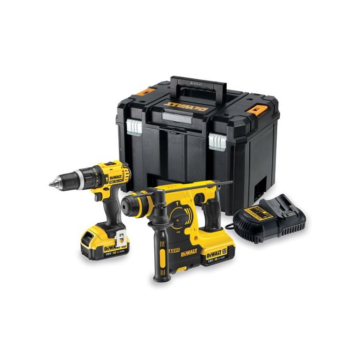 DeWalt 18V 2 Speed Combi Drill & SDS+ Hammer Drill Kit DCK206M2T-GB