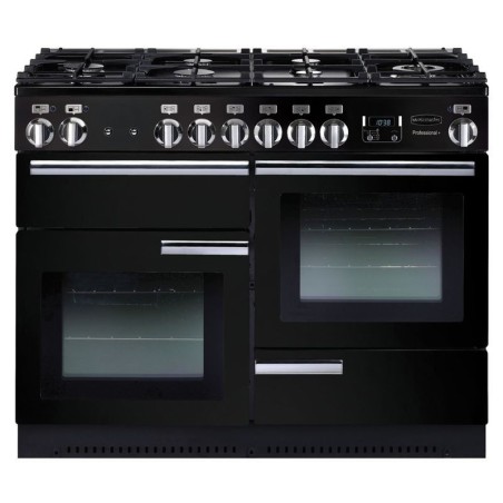 Rangemaster Professional Plus Natural Gas Range Cooker 110cm Black with Chrome Trim - PROP110NGFGB C